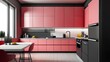 modern kitchen with red and white kitchen