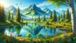 Enchanting Forest Lake with Mountains and Wildlife