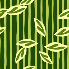 Wall Mural - Elegant vector pattern with green foliage.
