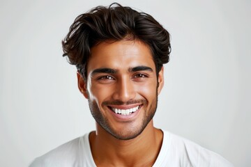 Studio portrait of a man. Background with selective focus and copy space