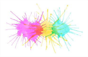 Aufkleber - colorful watercolor blots, stains, spots with splashes, splatter vector text background. salute shap