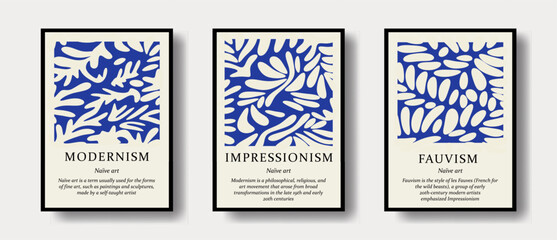 Poster - Abstract groovy botanical poster in modern trendy minimalist style. Hand drawn prints for wallpaper, wall decor, fabric, postcard, cover.