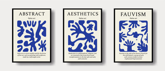 Poster - Abstract groovy botanical poster in modern trendy minimalist style. Hand drawn prints for wallpaper, wall decor, fabric, postcard, cover.