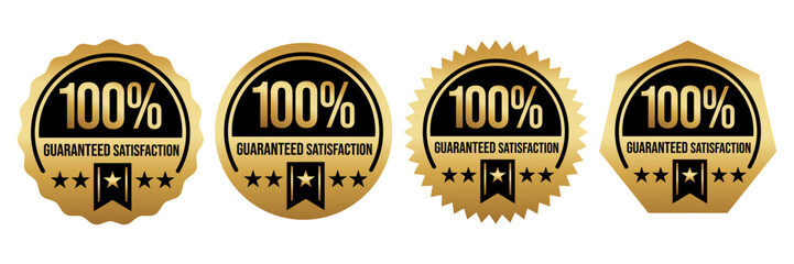 Sticker - 100% Satisfaction Guaranteed or 100% Satisfaction Label Vector Isolated in Flat Style. Best 100% Satisfaction Guaranteed Label Vector for product packaging. Elegant 100% Satisfaction Label Vector.