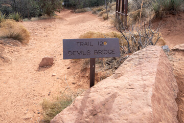 Wall Mural - Trailhead sign to the Devils Bridge in Sedona Arizona