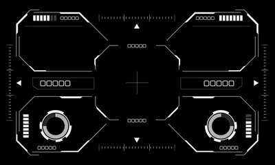Poster - HUD sci-fi hexagon interface screen view white hexagon geometric design virtual reality futuristic technology creative display on black vector