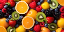 A Pile Of Various Kinds Of Fresh Fruit In Various Colors. Generative AI