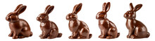 Collection Set Of Chocolate Easter Bunnies Isolated On Transparent Or White Background, Png