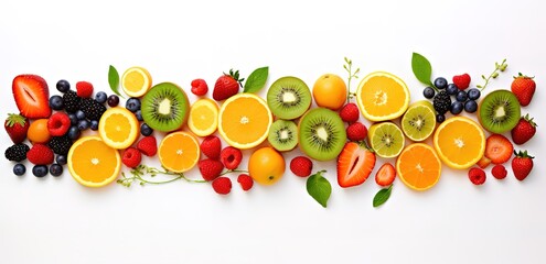 Wall Mural - Pile of fresh fruit slices. generative AI