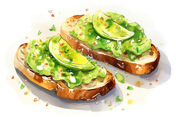 Wall Mural - Deliciously Fresh and Healthy: Gourmet Vegetarian Avocado Toast on Rustic Wooden Plate