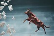 Red origami bull charging ahead on a dynamic stock market graph background, symbolizing a bullish financial market trend. Generative ai
