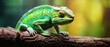 Chameleon on branch with in the forest