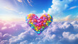 heart, balloon, sky, love, shape, romantic, floating, celebration, red, air, happiness, symbol, romanticism, clouds,