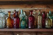 Vielfältige Getränkefreuden: Eine Reihung von Flaschen auf rustikalem Holzhintergrund