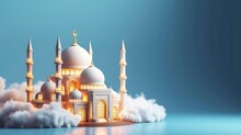 Mosque Ramadan Islamic Banner. Generative AI