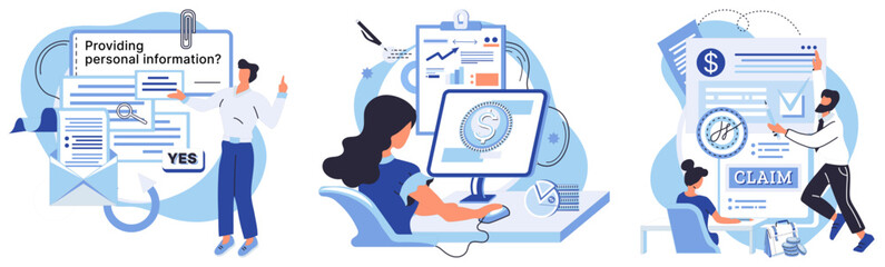 Income reporting vector illustration. Budgeting helps control expenses and plan for future Thorough analysis financial data reveals trends Payment methods vary based on business and customer