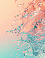  Dynamic water splash on a warm orange gradient background.