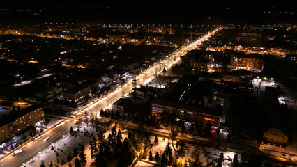 Wall Mural - Karakol city of Kyrgyzstan at night