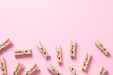 Clothespins On A Colored Background