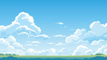 Blue Sky Clouds Sunny Day. Background Design, Vector