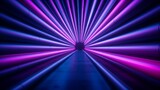 Fototapeta Przestrzenne - The underground tunnel is lit up with blue and pink neon light tubes in a 3d rendering.