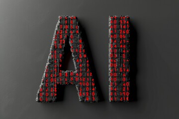 Poster - Ai, artificial intelligence concept, AI lettering from red numbers