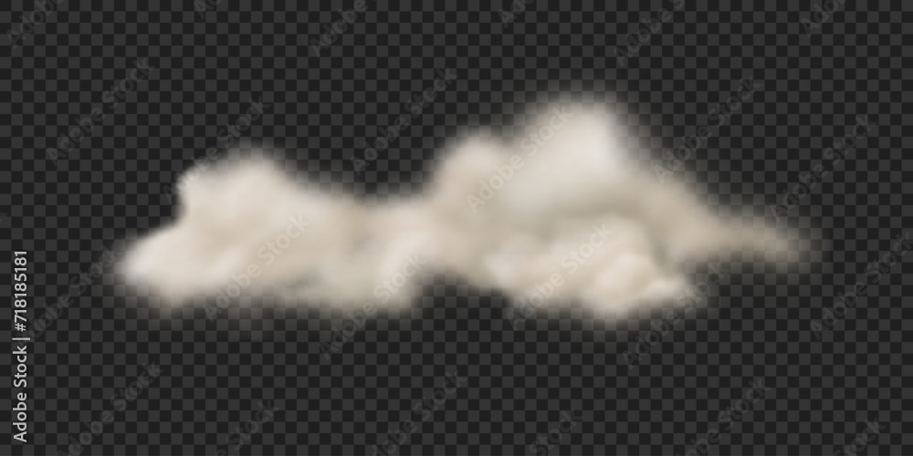 White realistic fluffy cloud isolated on transparent background. Vector ...