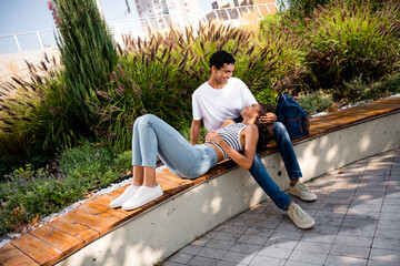 Sticker - Photo of attractive gentle people partners spend free time together romantic date spring outside