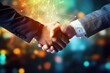 © Tanu - Business people shake hands , Close up of business people shaking hands Ai generated