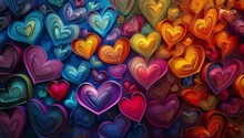 Many Hearts Painted In Different Colors Generative AI