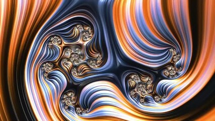 Wall Mural - abstract fractal colorful blue and gold swirl line flowing colors. modern loop able background anima