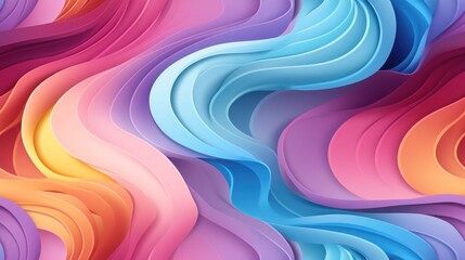 Wall Mural - Paper abstract background of rainbow colors in the form of waves