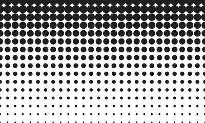 Poster - abstract repeatable big to small black dot pattern.