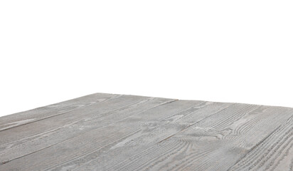 Wall Mural - Empty grey wooden table isolated on white