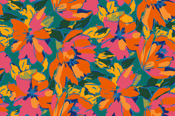 Wall Mural - Seamless pattern with colorful pattern of abstract flowers