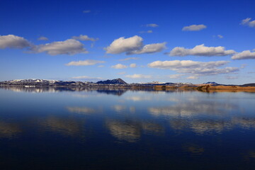 mývatn is a shallow lake situated in an area of active volcanism in the north of iceland, near krafl