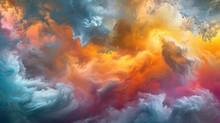 A Vibrant Cloud Formation Filled With Various Shapes And Colors. This Image Can Be Used To Represent Creativity, Imagination, Or The Beauty Of Nature