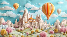 Easter Holiday Time In Cappadocia Turkey: Paper Art And Craft Design Concept - AI Generated