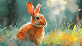 Fototapeta Na drzwi - Easter Rabbit Made With Generative AI - AI Generated