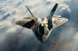 Modern stealth fighter plane. Flight in formation, flyby and landing, take off bombing, dog fight, firing missile.