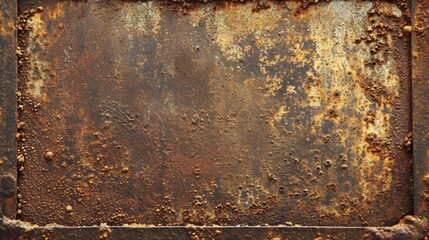 Wall Mural - A rusted metal plate with rivets, suitable for industrial or grunge-themed designs