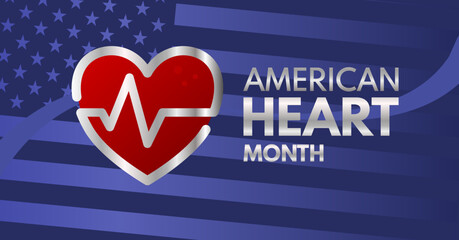 Wall Mural - American Heart Month   - vector illustration, banner