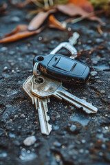 Poster - A bunch of keys scattered on the ground. Can be used to depict lost or forgotten keys