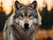 close up portrait of scary wolf