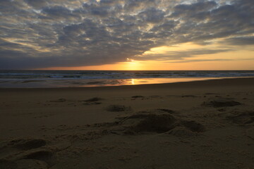 View on a sunset on a beach of Cap-Ferret