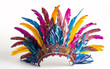 
Cocar de penas para mulheres, festa de carnaval brasileiro, peça de cabeça, cocar de coroa de lantejoulas, fundo branco