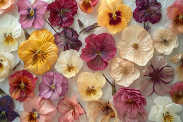 Poster - A close-up shot of a bunch of flowers placed on a table. This image can be used for various purposes
