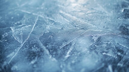 Poster - A close-up view of the frozen surface of ice. This image can be used to depict winter, cold weather, or climate change