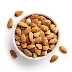 Wall Mural - Almond top view isolated on a white background