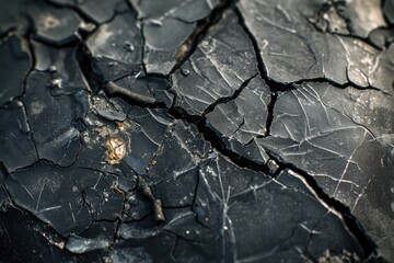Poster - A close-up view of a crack in the ground. This image can be used to depict natural disasters, geological formations, or infrastructure issues